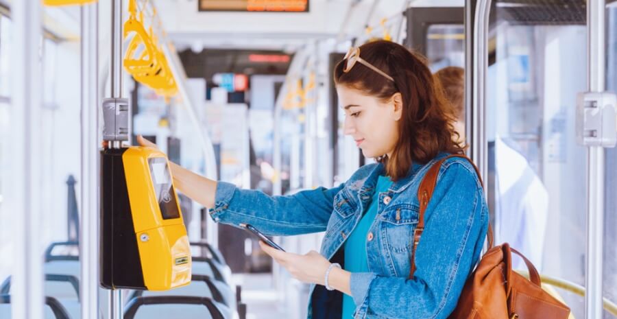 pasajeros de autobus