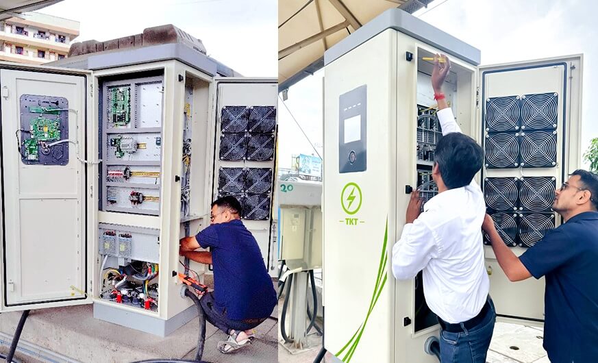 electric bus charging station install