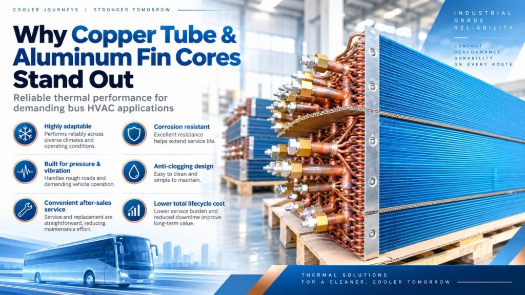 Why do bus air conditioners use copper pipes and aluminum fins?